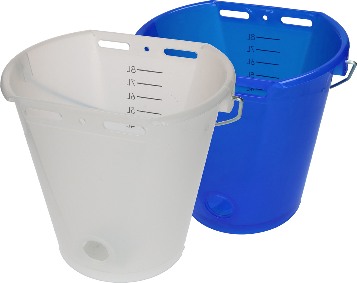 Kälbereimer weiß transparent 2-seitig flach Transparant blauw