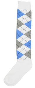 Kniestrumpf RE kariert weiß/h.blau/h.grau 43-46