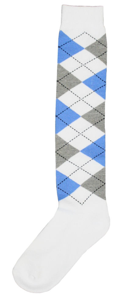 Kniestrumpf RE kariert weiß/h.blau/h.grau 43-46