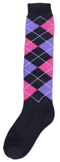 Kniestrumpf RE kariert d.grau/rosa/lila 43-46