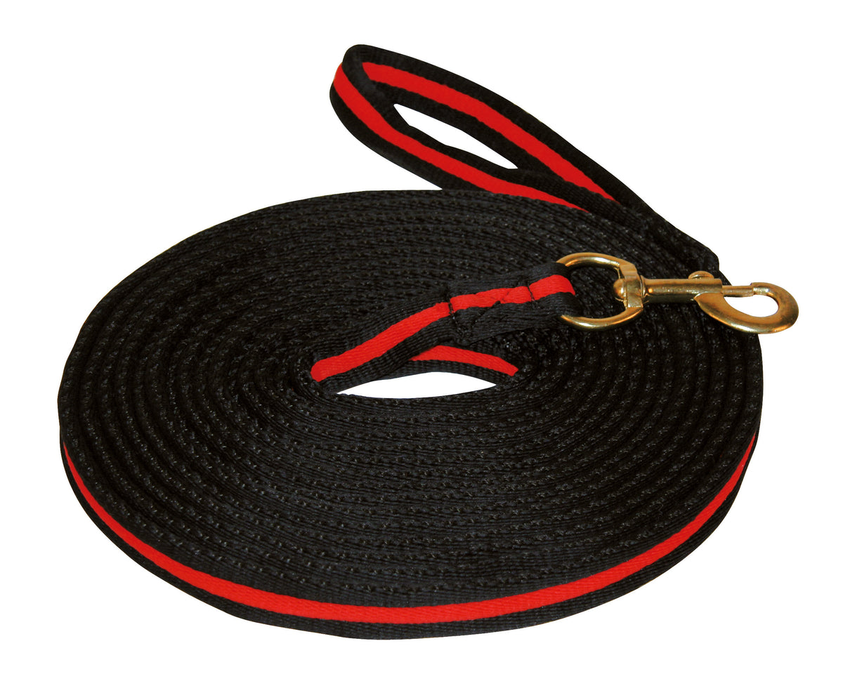 Longierleine soft lux schwarz mit Verschluss 8 m Rot