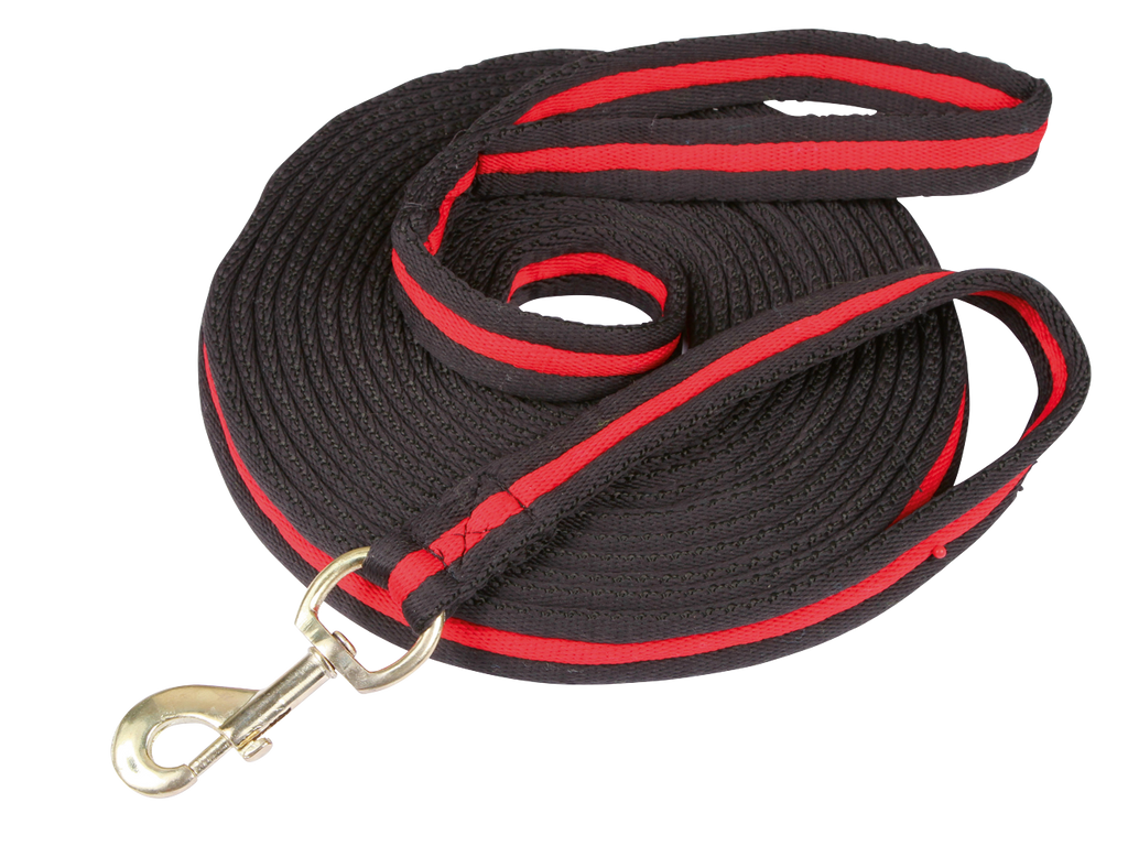 Longierleine soft lux schwarz mit Verschluss 8 m Rot