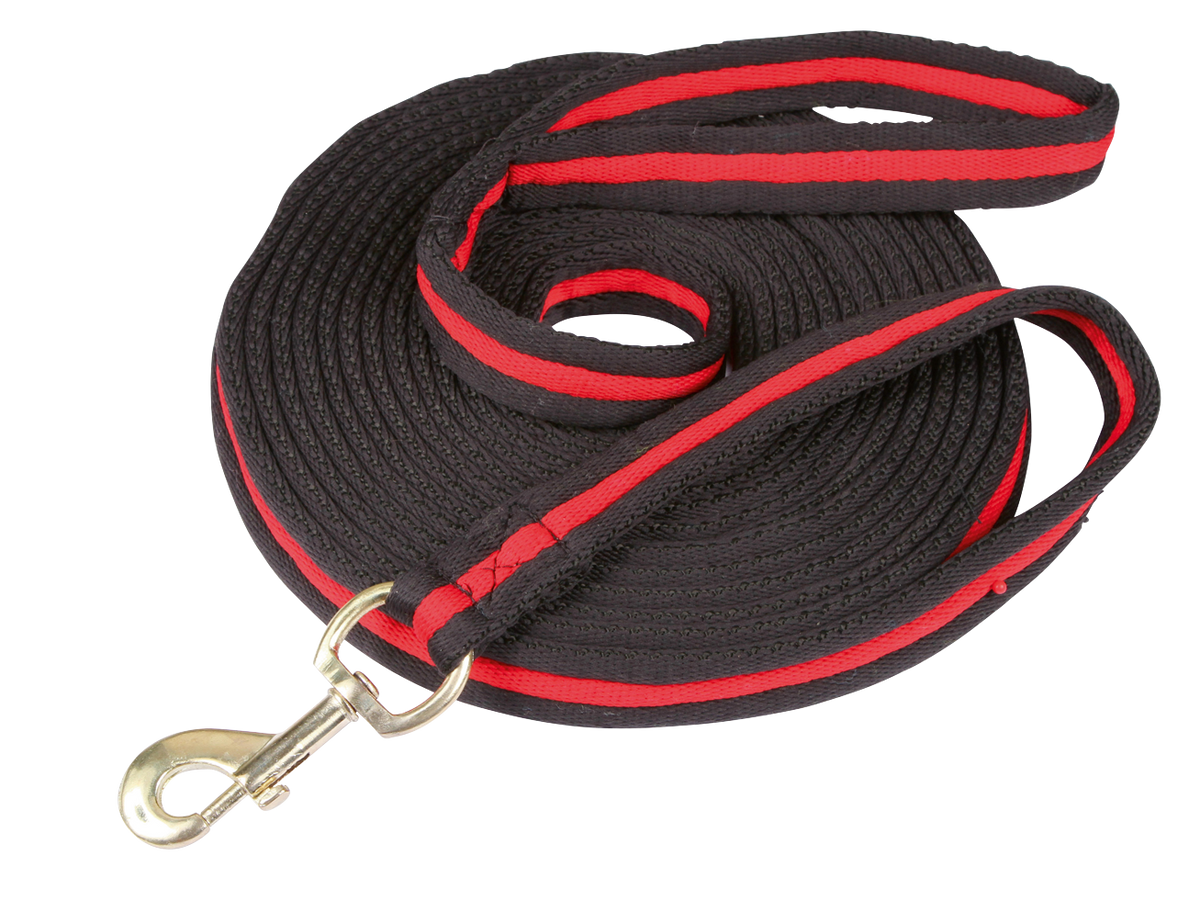 Longierleine soft lux schwarz mit Verschluss 8 m Rot