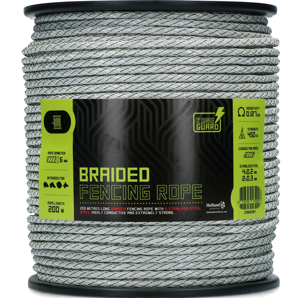 ZoneGuard 6 mm geflochtenes Zaunseil weiß und grün 200 m